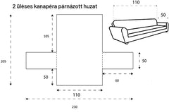 Sofazip párnázott kanapéhuzat 1-2-3-4-5 üléseshez, kétoldalúan használható fekete-szürke színben