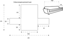 Sofazip párnázott kanapéhuzat 1-2-3-4-5 üléseshez, kétoldalúan használható ivory-bézs színben