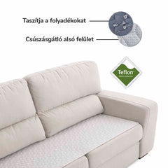 Sofazip Teflon® matracvédő kanapéhoz, vízlepergető, ragadásmentes, elefántcsont színben