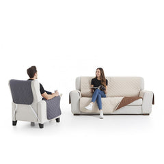 Sofazip párnázott kanapéhuzat 1-2-3-4-5 üléseshez, kétoldalúan használható barna-bézs színben