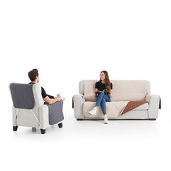 Sofazip párnázott kanapéhuzat 1-2-3-4-5 üléseshez, kétoldalúan használható sötétszürke-világosszürke színben