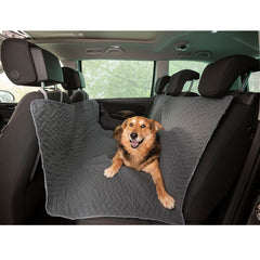 Sofazip Pet autóülés-védő hátlapra kutyák és macskák szállításához, vízálló, steppelt, szürke színben.