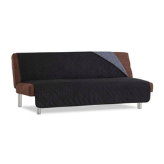 Sofazip karfa nélküli matracolt kanapéhuzat, kétoldalas fekete-szürke designban