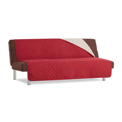 Sofazip karfa nélküli matracolt kanapéhuzat, kétoldalas piros-bezs designban