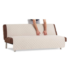 Sofazip karfa nélküli kanapéhuzat, matracolt, kétoldalas barna-bezs designban